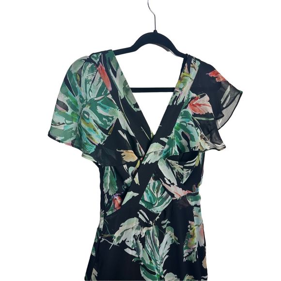 Adelyn Rae Floral Black Flutter Sleeve Lightweight Jumpsuit Romper Sz XS Women's - Picture 5 of 10